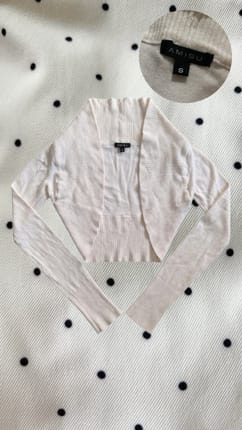 AMISU Crop Knit Outer White