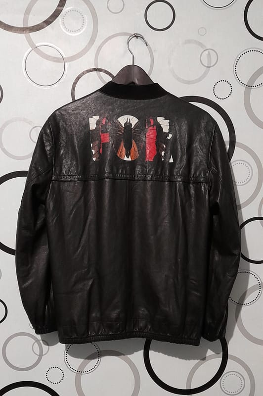 Jaket bomber varsity kulit asli, foto 2