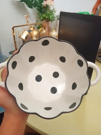 mangkok lucu dua telinga polkadot