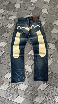EVISU LOT 2000 WHITE DAICOCK SEAGULLS SELVEDGE JEANS