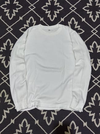 Kaos Panjang Longsleeve Uniqlo Waffle white original