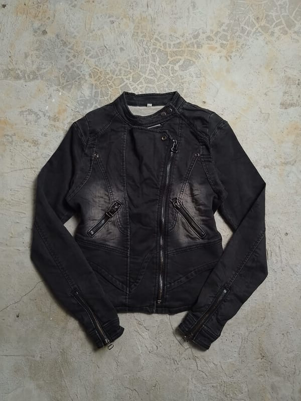 Y2K Fitted Ramones Denim Jacket Black Wash, foto 5