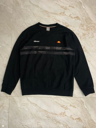 Ellesse Toller Basic Camo Stripe Sweater Black