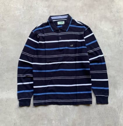 POLO LONG SLEEVE STRIP BLUE CROCODILE