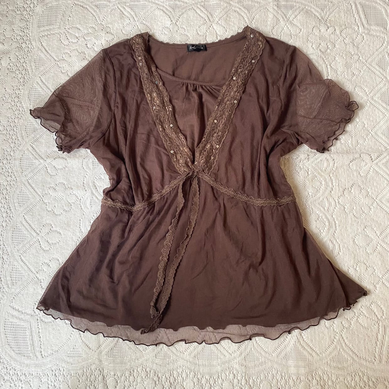Cottagecore Fairy Blouse Wanita brown