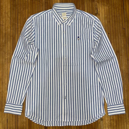GIORDANO SLIM FIT STRIPED BLUE WHITE ICONIC LOGO CLASSIC STR