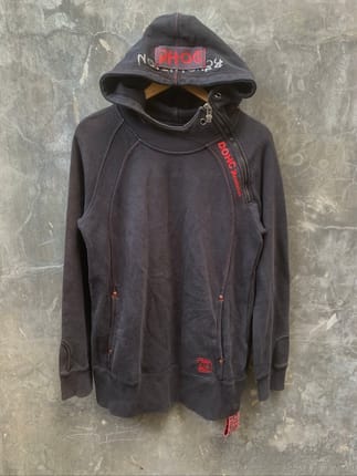Y2K Doch Revolution Hoodie Asymmetrical Zip Patch