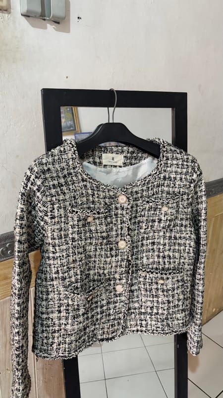 Outer blazer tweed korean style, foto 2
