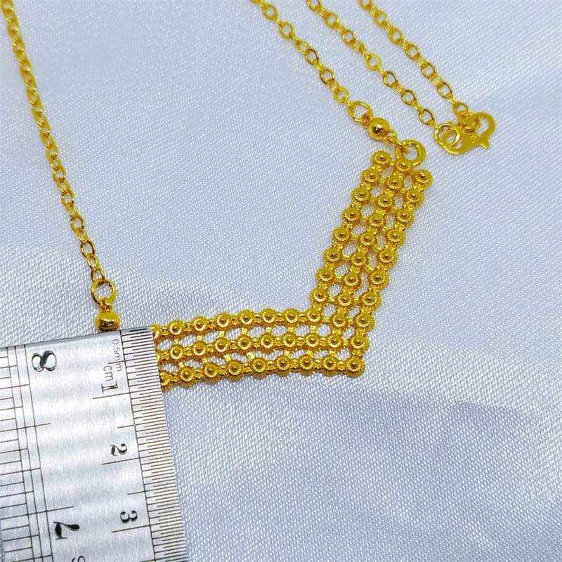 Kalung wanita bunga lapis emas 24k, foto 4