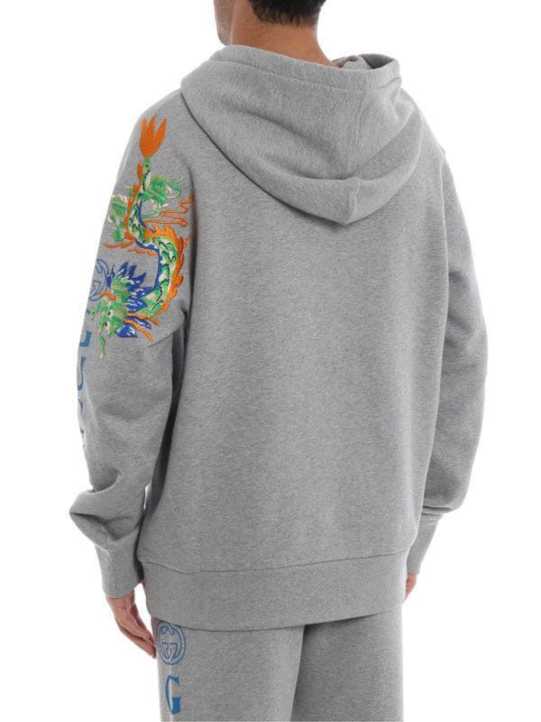 Embroidered dragon grey Hoddie, foto 9