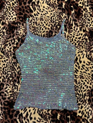 Iridescent Sequin Crochet Cami Top summer y2k