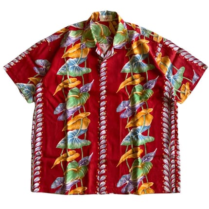 Repro 50’s Selbie Anthurium Panel Loop Collar Aloha Shirt