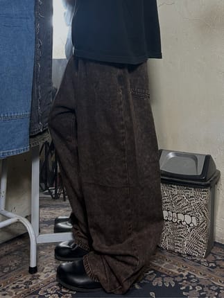 ‷FREAK’S STORE‴ Baggy Brown Acid Wash Jeans