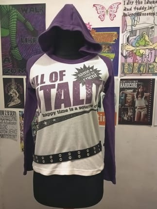 Purple White Hoodie Long Sleeve Grunge  Alt Punk Rock Y2k 20