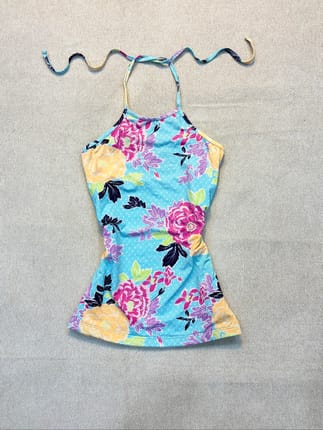 2000s Tropical Floral Bloom Summer Halter Top