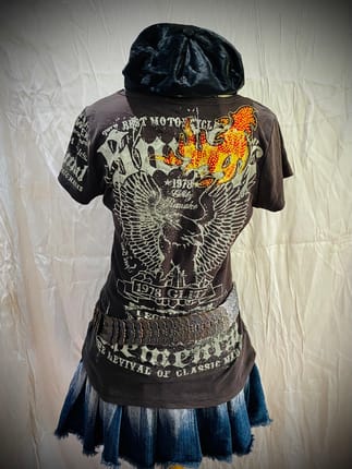 Glitz “1978 Glitz Remake” Biker Graphic Ribbed Top