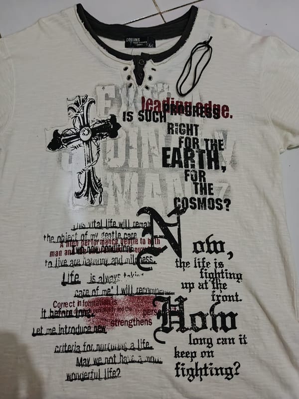 Tshirt Y2K Vintage Collins Henley Grunge Gothic Emo Cross L, foto 4