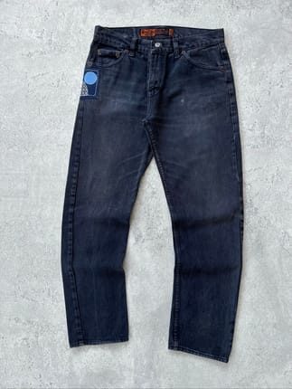 Lea 606 Big Guy Orange Tab Faded Black Jeans
