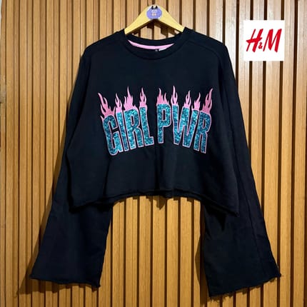 DIVIDED H&M Sequin Sweater Oversize Boxy Crop Top Y2K