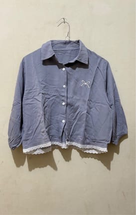 bow top kemeja crop pita lace blouse