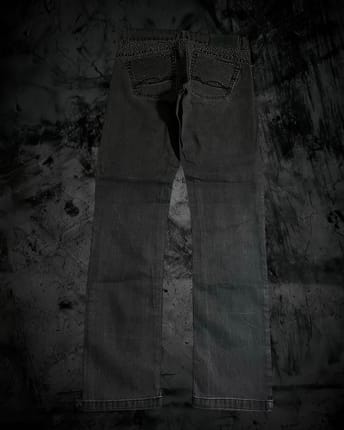 ༺ Max&co Studded Pants Embroidered Back Pocket Slim Grey Low