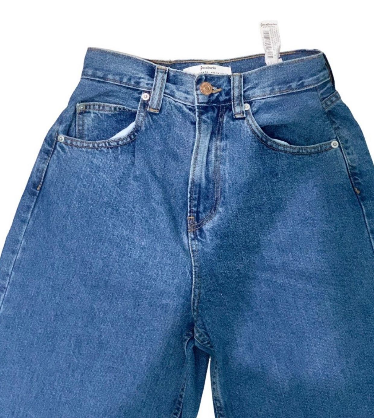 Stradivarius Minimalist Casual Wide leg jeans Wanita navy blue