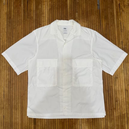 ZARA MAN  WHITE RELAXED FIT DOUBLE POCKET WORKWEAR UTILITY S