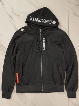 DESCENTE FULL ZIP LOGO HOODIE JACKET CHARCOAL