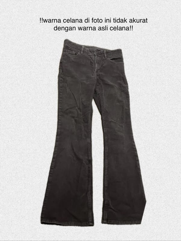 Flare ribbed jeans coklat, foto 2
