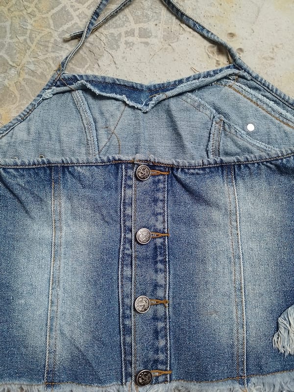 Y2K Halterneck Denim Tops Patchwork, foto 9