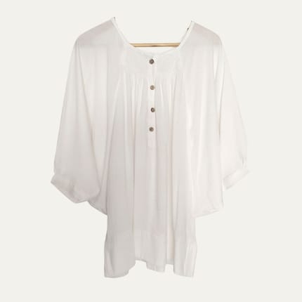 Blouse Bohemian Putih Polos Kerut