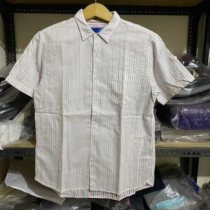 Beams Vert Stripe S/S Shirt Putih Size M 67x51