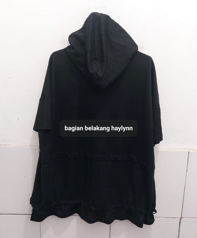 Kaos Pendek Hoodie Hitam, foto 3