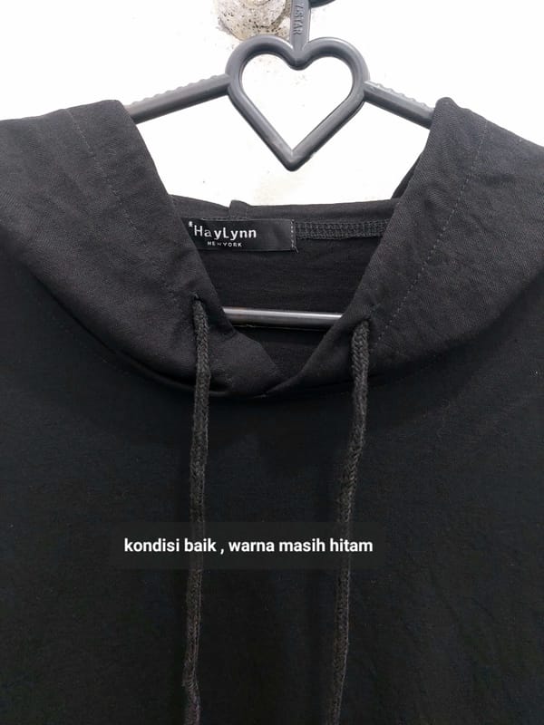 Kaos Pendek Hoodie Hitam, foto 2