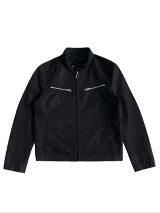 Comme Ça Ism zipper moto minimal jacket black outer jaket bi