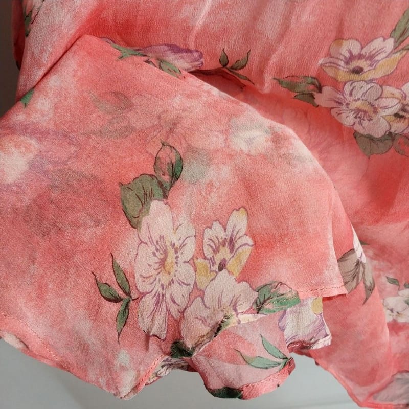 Blouse Sheer Pink Flower Bunga, foto 9