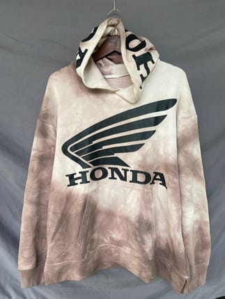 Custom Bleach Dyed Hoodie – Honda Pink Cream Y2K Streetwear