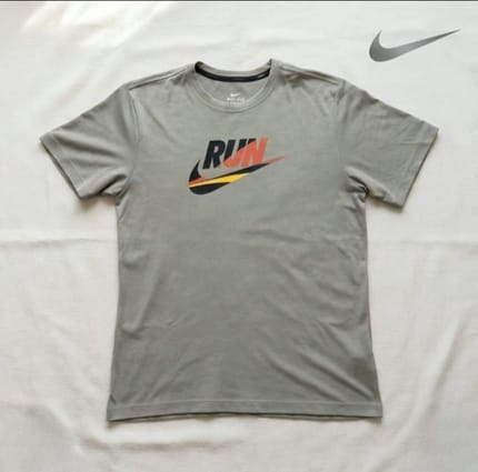 Nike Dry-Fit Running "RUN" Graphic Tee - Olive Green