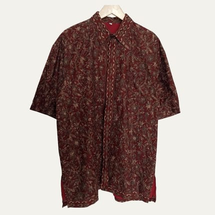 Kemeja Batik Pria Premium Burgundy Merah Marun