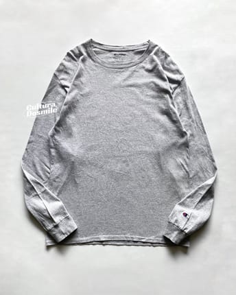 Champion Modern Y2K Plain Grey Long Sleeve T-Shirt Sleeve Lo