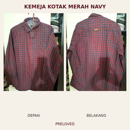 KEMEJA PRIA KOTAK MERAH NAVY