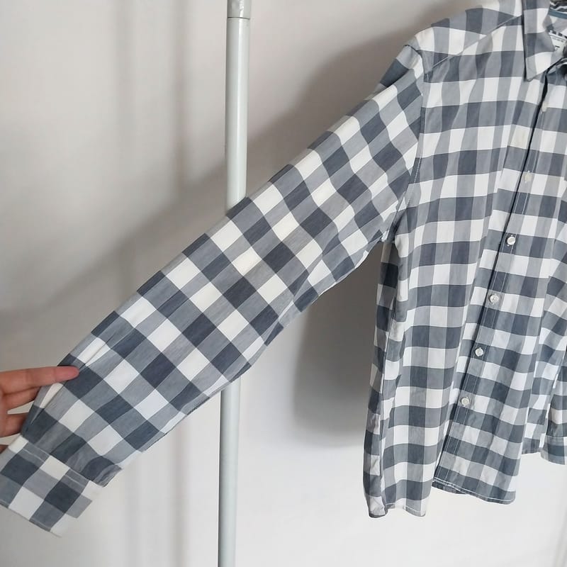 Kemeja Pria Brand Espirit Gingham Abu-Abu, foto 6