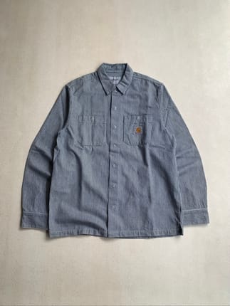 Carhartt WIP L/S Baltimore Hickory Shirt Blue/White