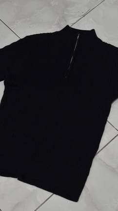 Weave Half Zip Knitwear SIGNORE S, BLACK (nego di chat)