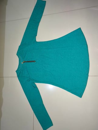 Atasan Knit Rib Glitter Toska (Resleting Mutiara)
