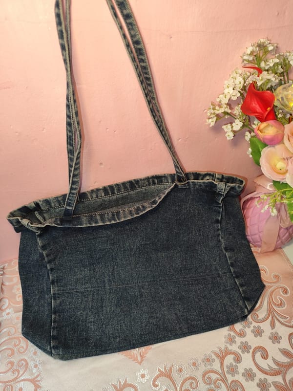 Tote bag jeans dark denim, foto 2