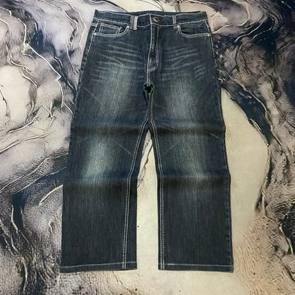 Basic Japan Regular Straight Dark Retro Blue Jeans