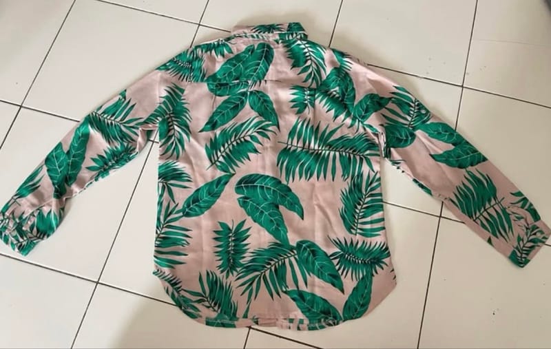 kemeja panjang motif daun, foto 2