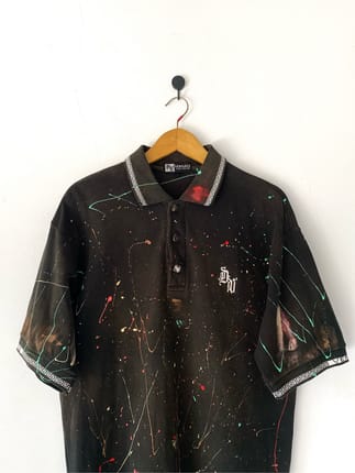 Versace Polo Shirt Custom Paint Splatter