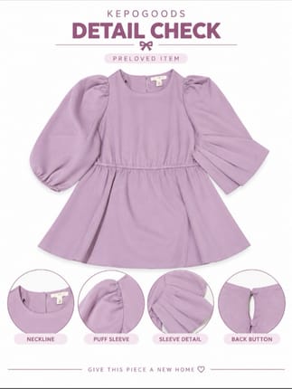Lilac Puff Sleeve Mini Dress